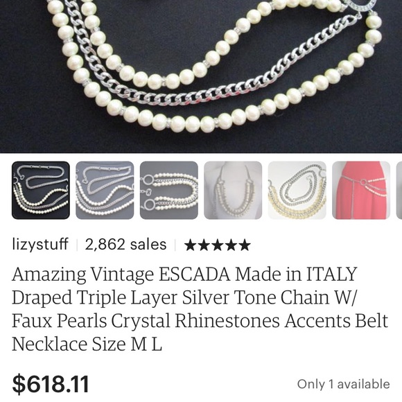 Vintage Escada Triple Layer Chain Belt Necklace - Picture 1 of 5